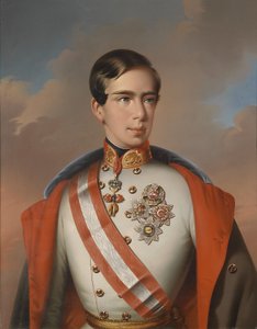 Keizer Frans Jozef I van Oostenrijk in veldmaarschalkuniform met ordetekens door Eduard Klieber